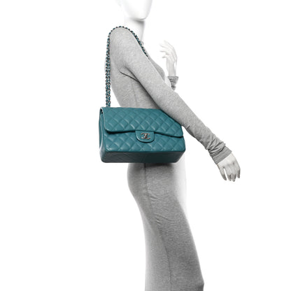 Chanel Lambskin Quilted Jumbo Double Flap Turquoise 2 of 11