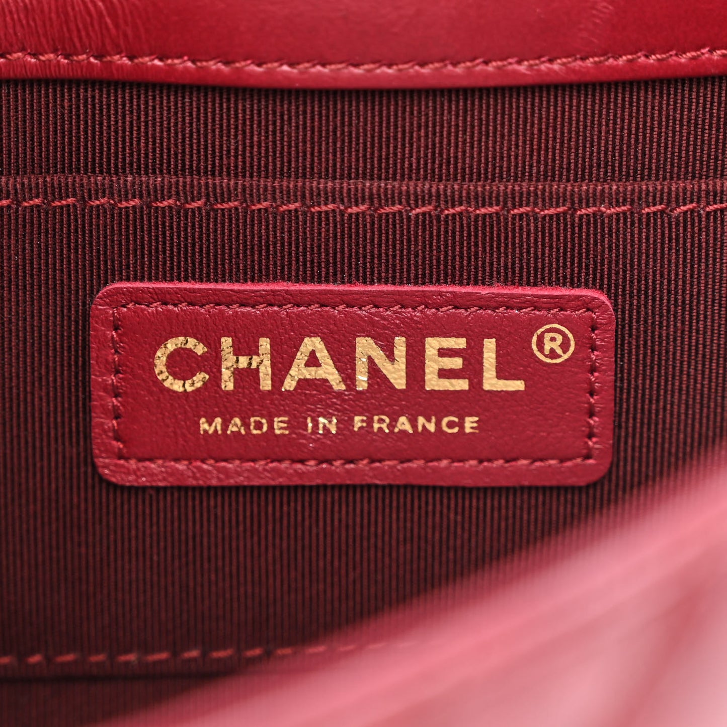 Glazed Calfskin Chevron Quilted Small Hampton Flap Burgundy