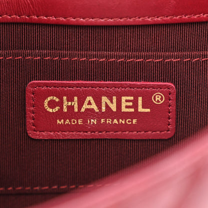 Chanel Glazed Calfskin Chevron Quilted Small Hampton Flap Burgundy 6 of 11