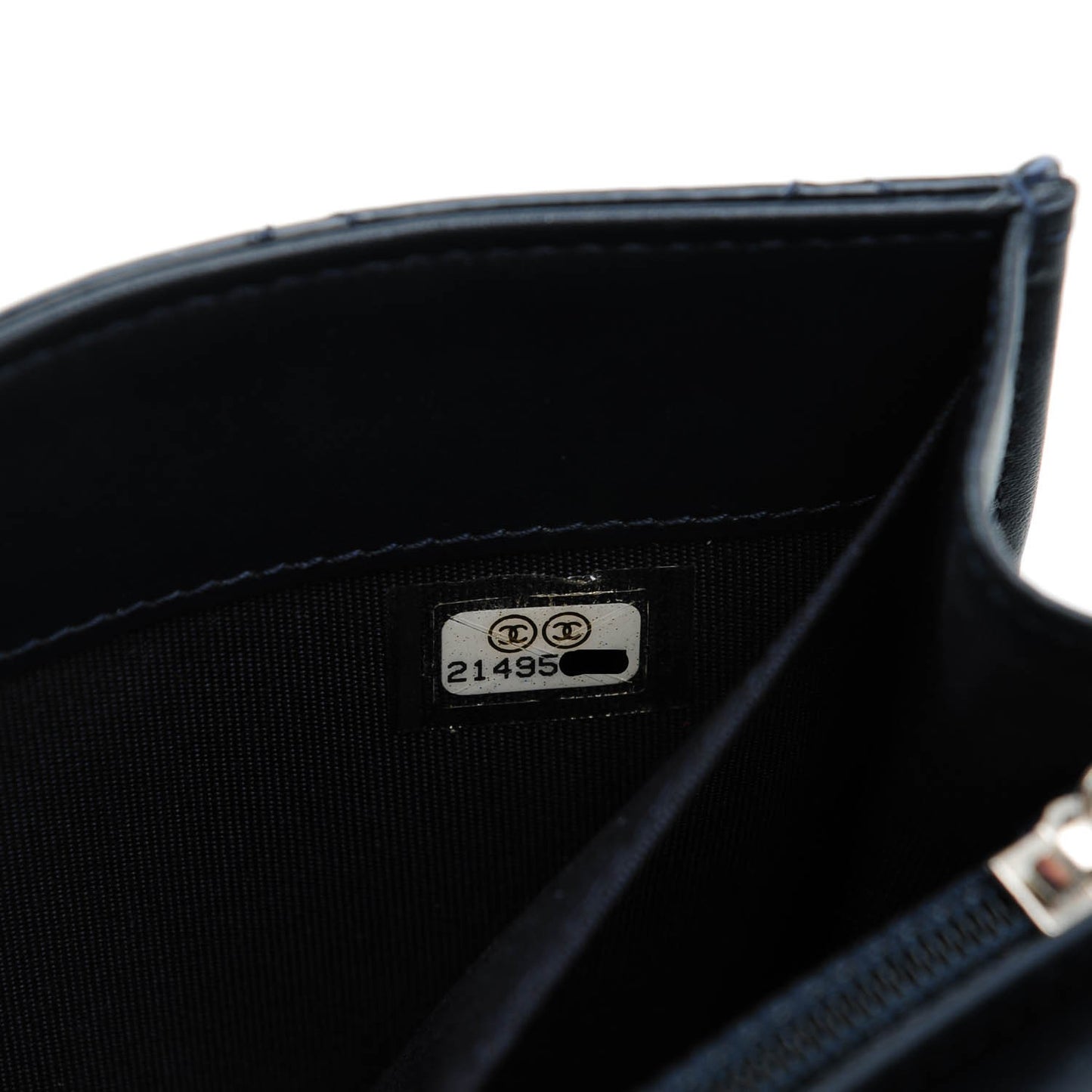 Patent Quilted Wallet On Removable Chain Navy Blue