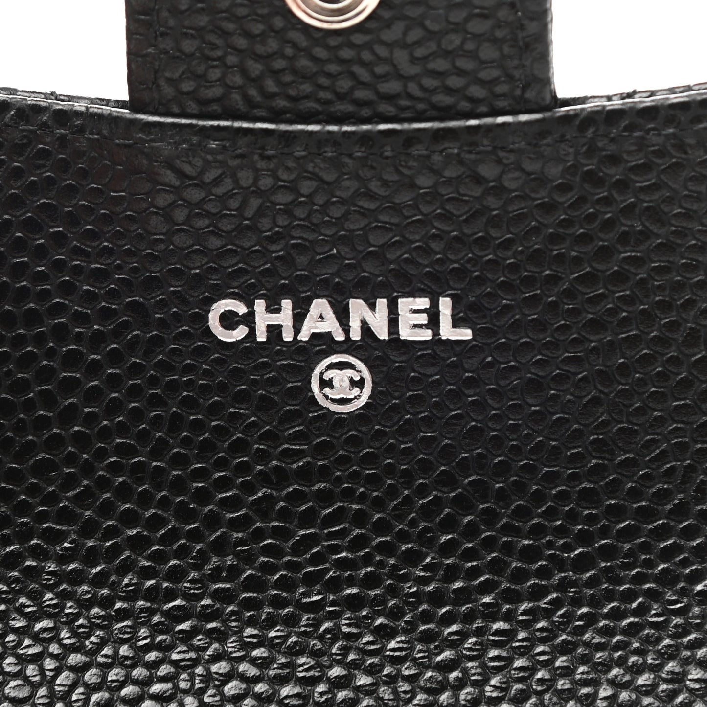 Caviar Quilted Flap Card Holder Wallet Black