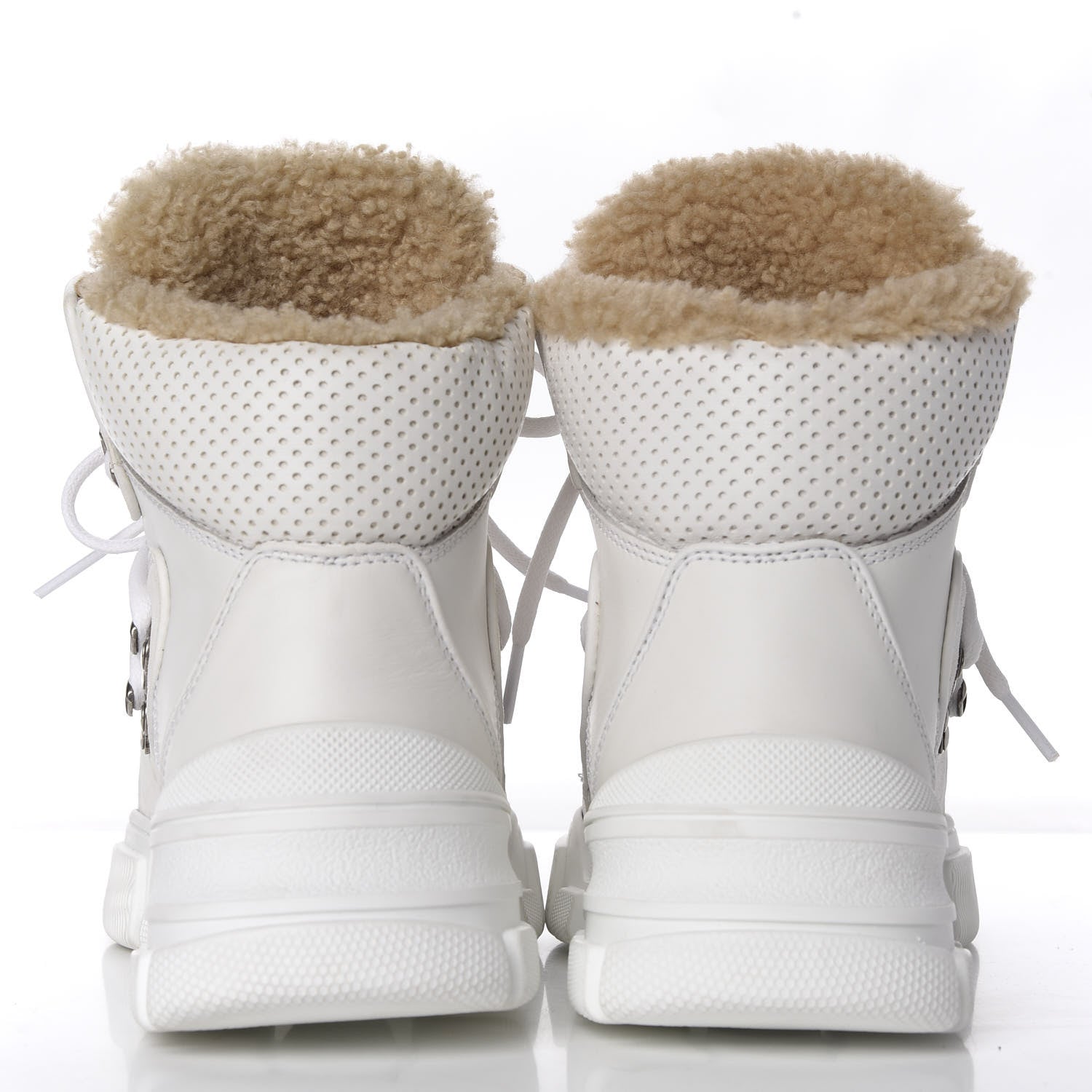 Gucci X SEGA Calfskin Suede Shearling Technical Canvas Womens Flashtrek High-Top Sneakers 36 Great White 6 of 9