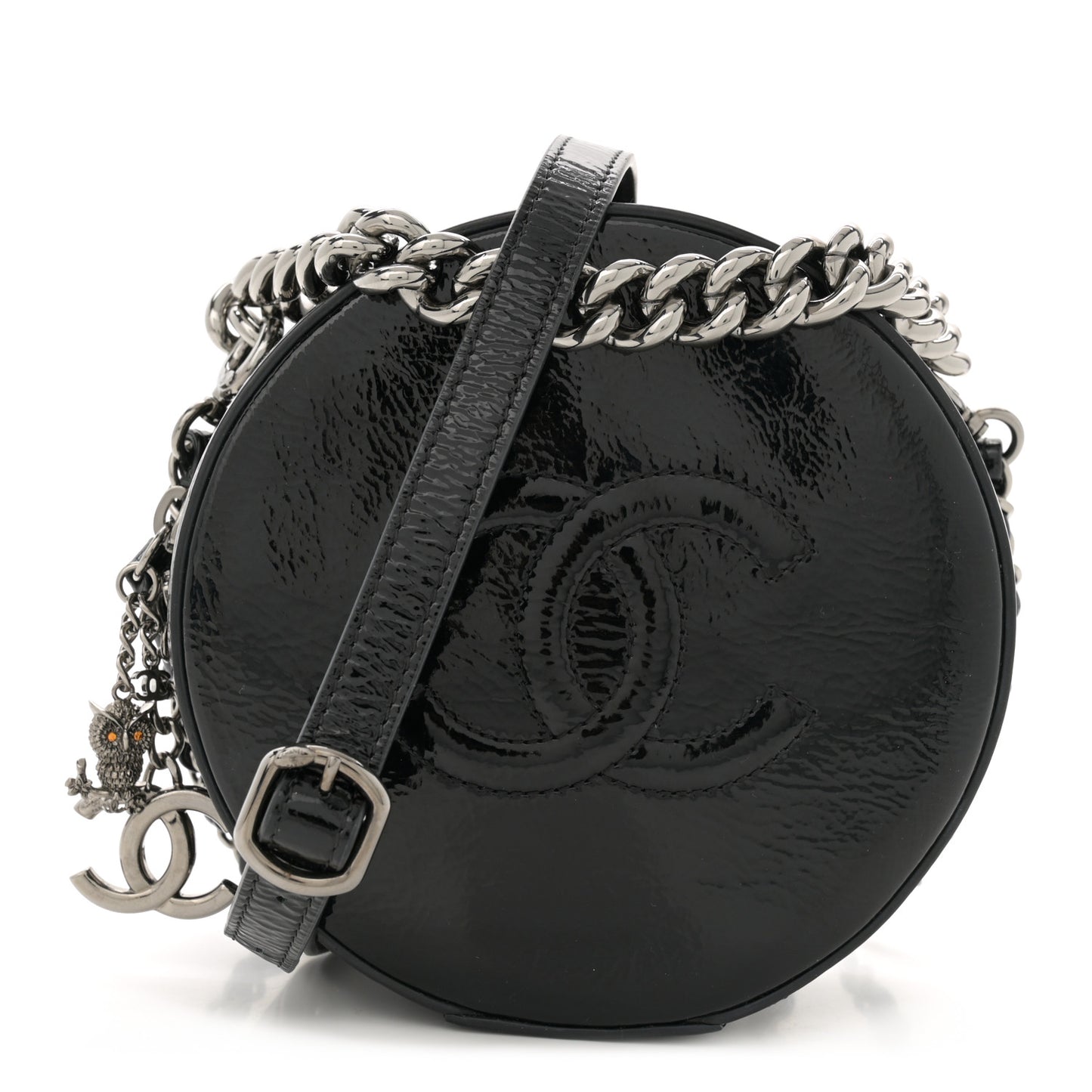 Patent Round As Earth Evening Bag Black