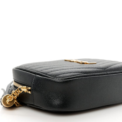 Saint Laurent Grain De Poudre Matelasse Monogram Mini Lou Camera Bag Black 9 of 10