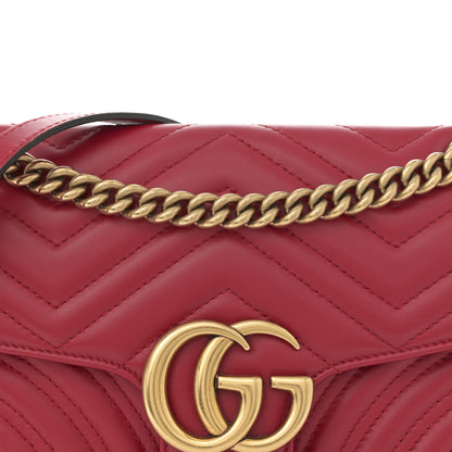Gucci Calfskin Matelasse Small GG Marmont Shoulder Bag Hibiscus Red 8 of 12