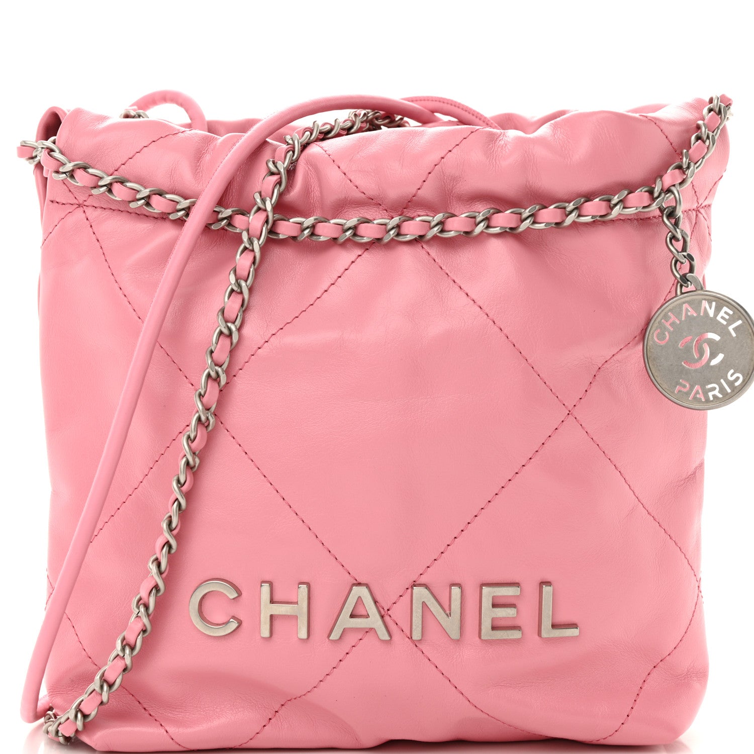 Chanel Shiny Calfskin Quilted Mini Chanel 22 Pink 8 of 10