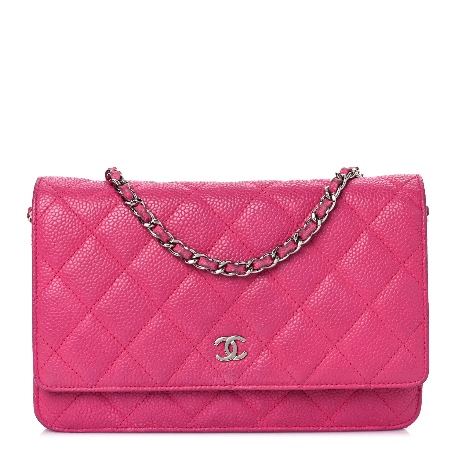 Chanel Caviar Quilted Wallet on Chain WOC Fuchsia 1 of 11