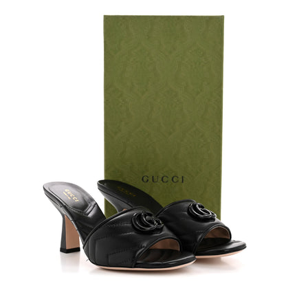 Gucci Nappa Matelasse Monochrome GG Marmont 75mm Slide Sandals 38.5 Black 10 of 10