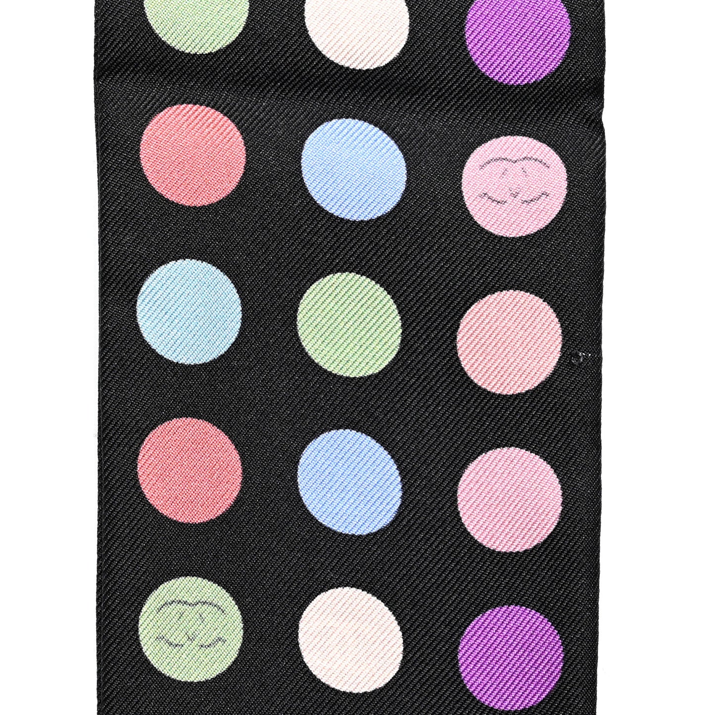 Silk Polka Dot CC Slim Bandeau Scarf Black Multicolor