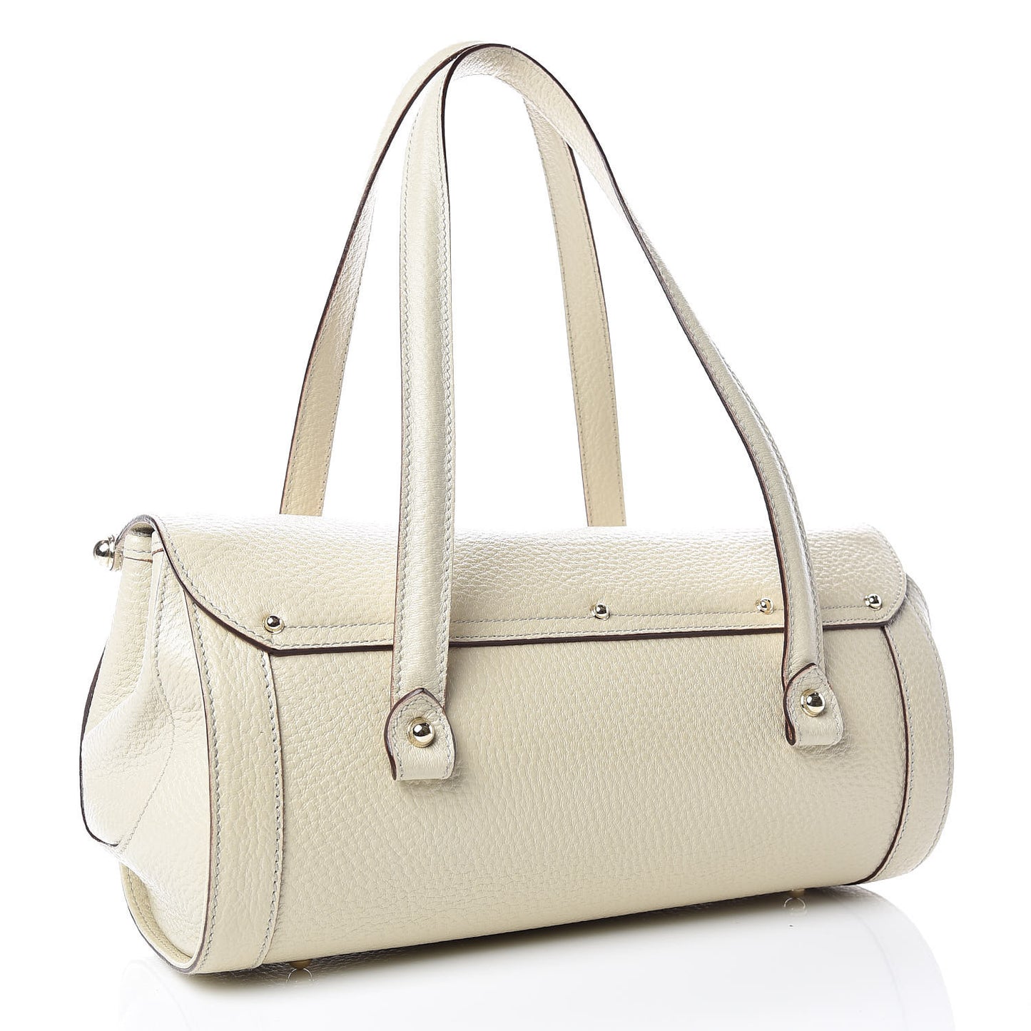 Calfskin Bamboo Bullet Satchel Ivory