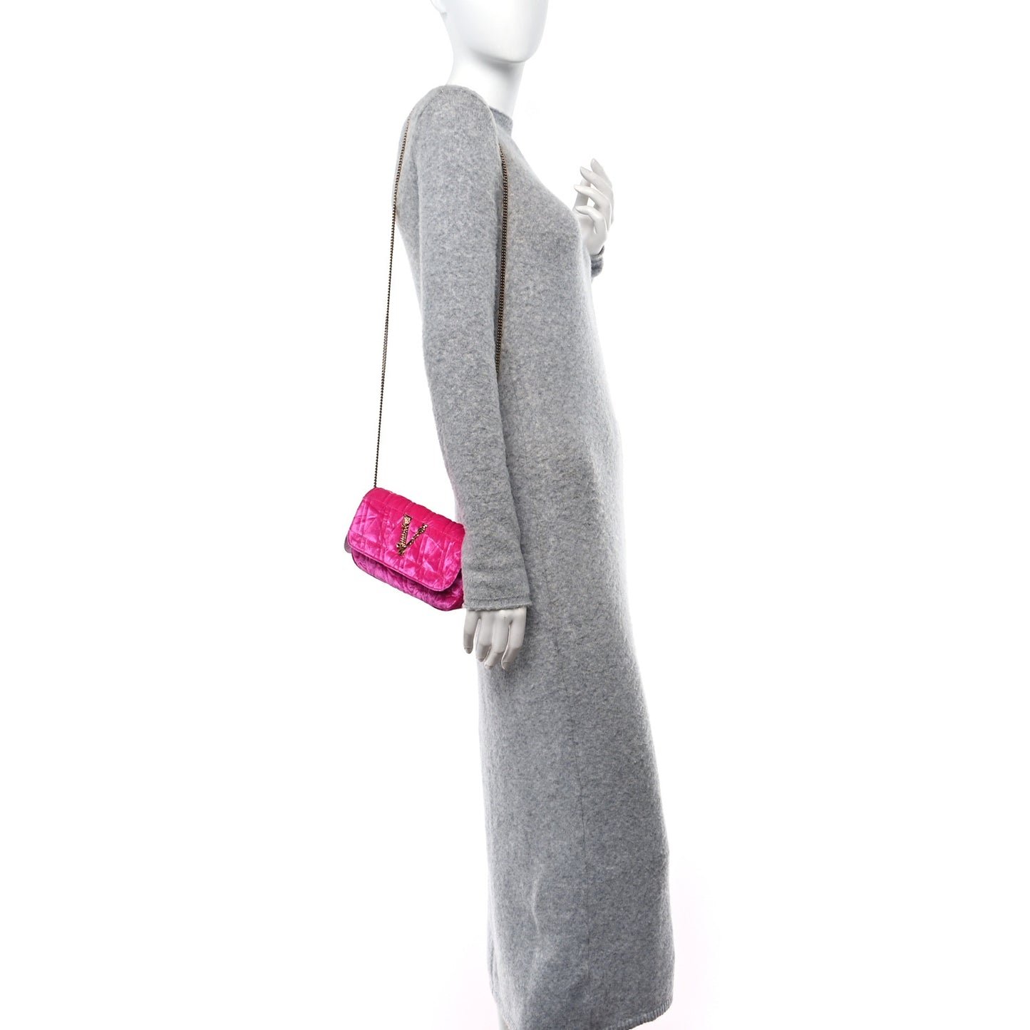Velvet Quilted Virtus Evening Bag Pink