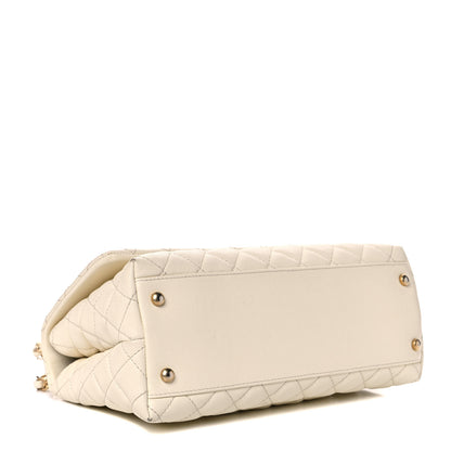 Chanel Caviar Elaphe Quilted Small Coco Handle Flap Ivory 4 of 15
