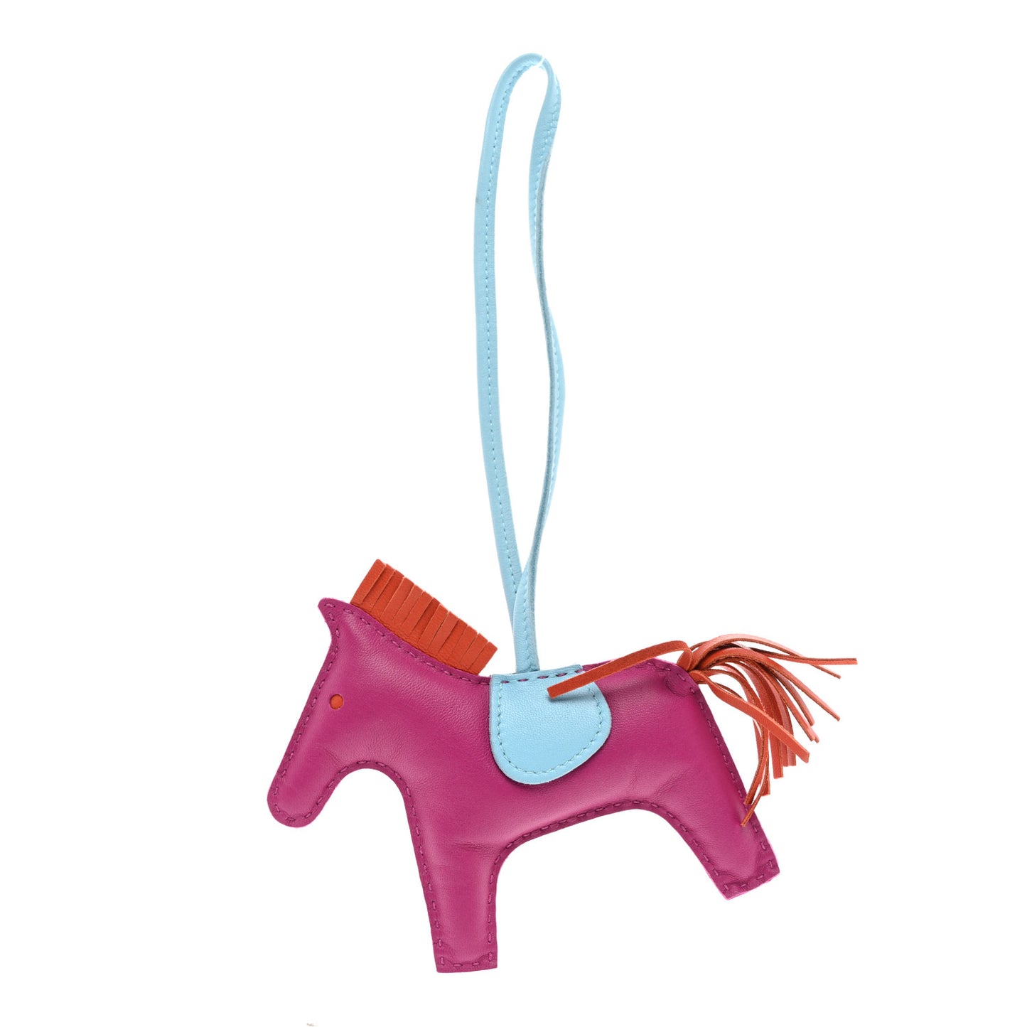 Milo Lambskin Grigri Rodeo Horse Bag Charm MM Rose Pourpre Cornaline Celeste