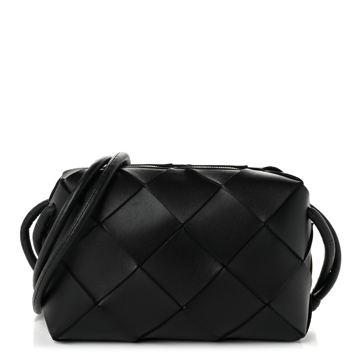 Lambskin Maxi Intrecciato Small Cassette Camera Bag Black