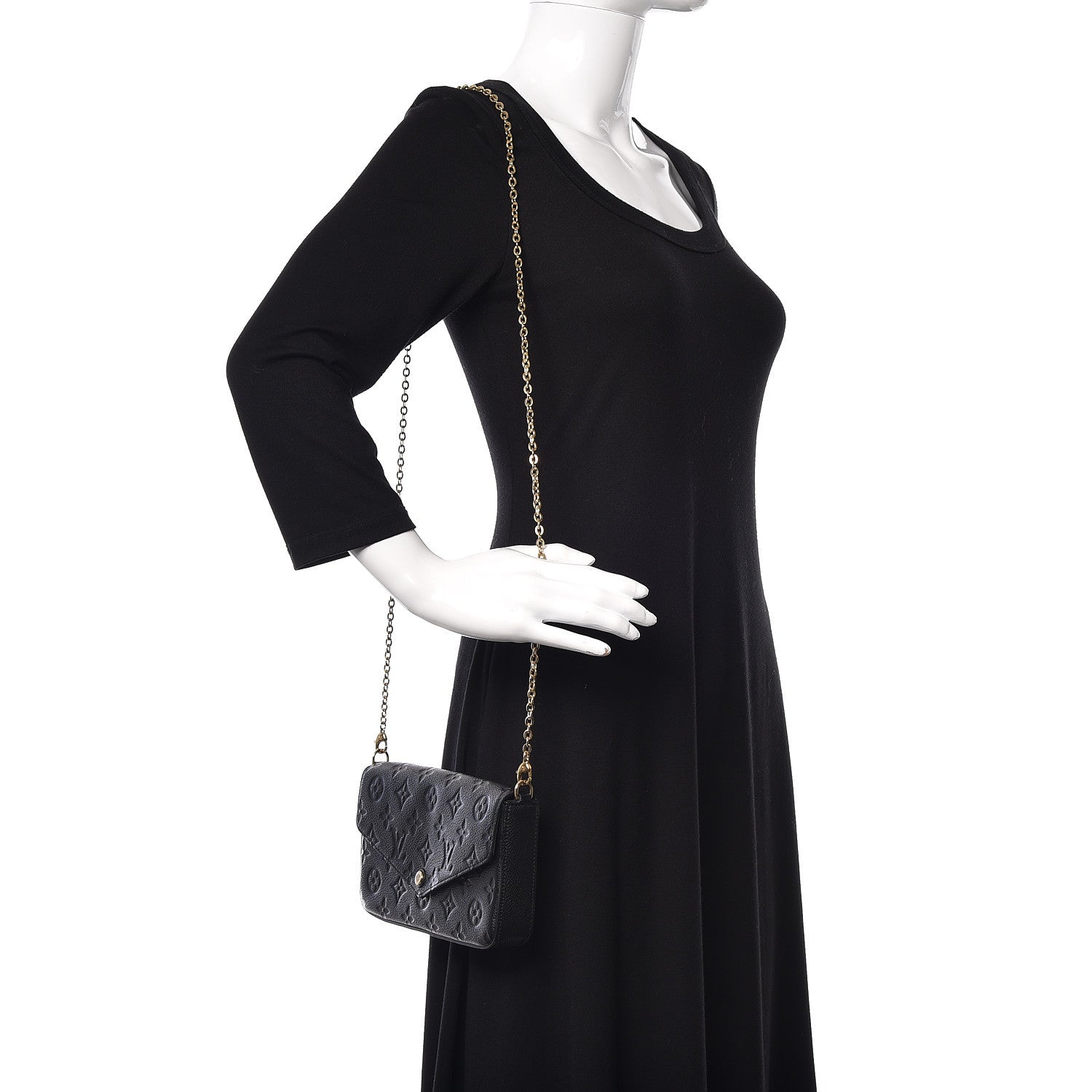 Louis Vuitton Empreinte Pochette Felicie Chain Wallet Black 2 of 14