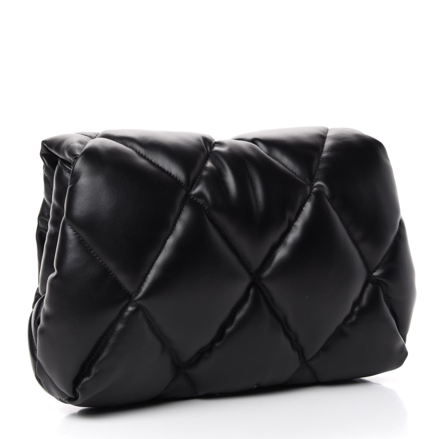 Nappa Calfskin Quilted Touch B Puffy Clutch Black