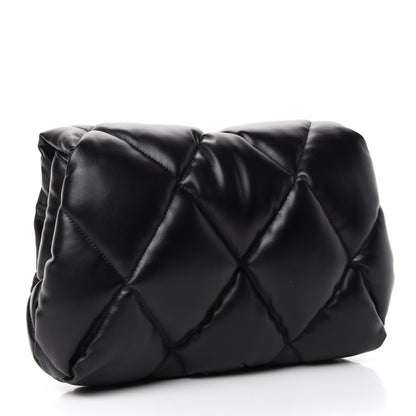 Balenciaga Nappa Calfskin Quilted Touch B Puffy Clutch Black 3 of 6