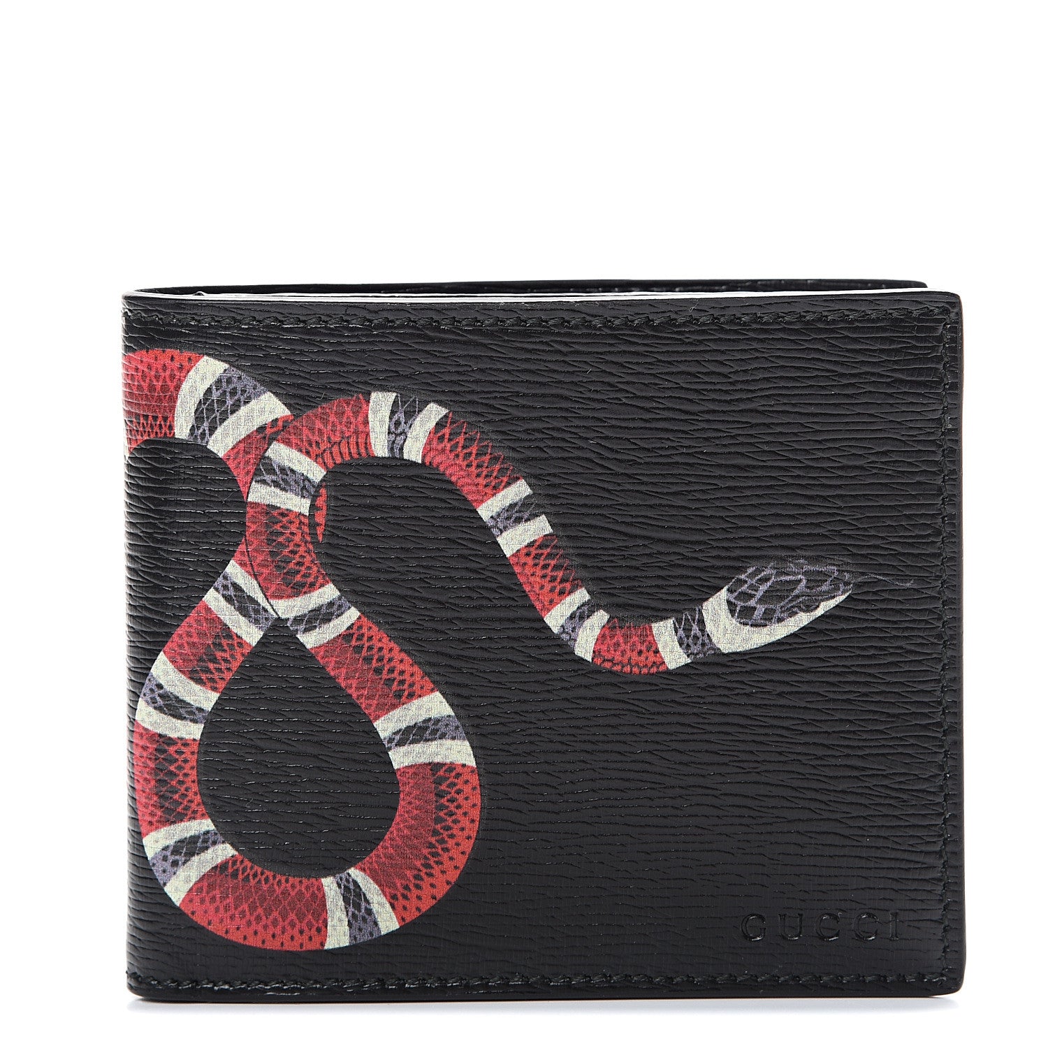 Gucci Shangai Calfskin Kingsnake Bi-Fold Wallet Black 1 of 7