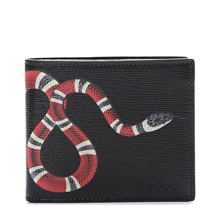 Gucci Shangai Calfskin Kingsnake Bi-Fold Wallet Black 1 of 7