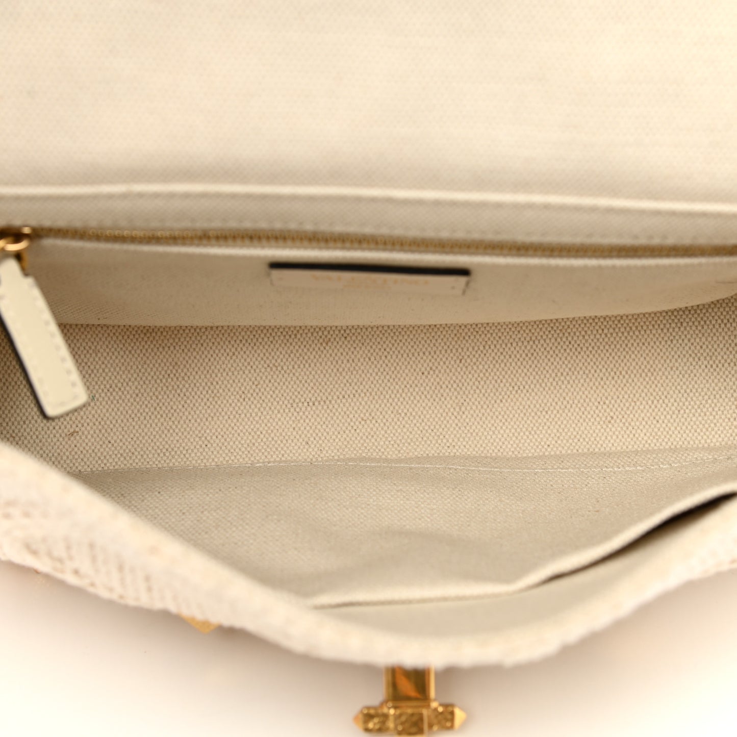 Knit Large Roman Stud Shoulder Bag Ecru