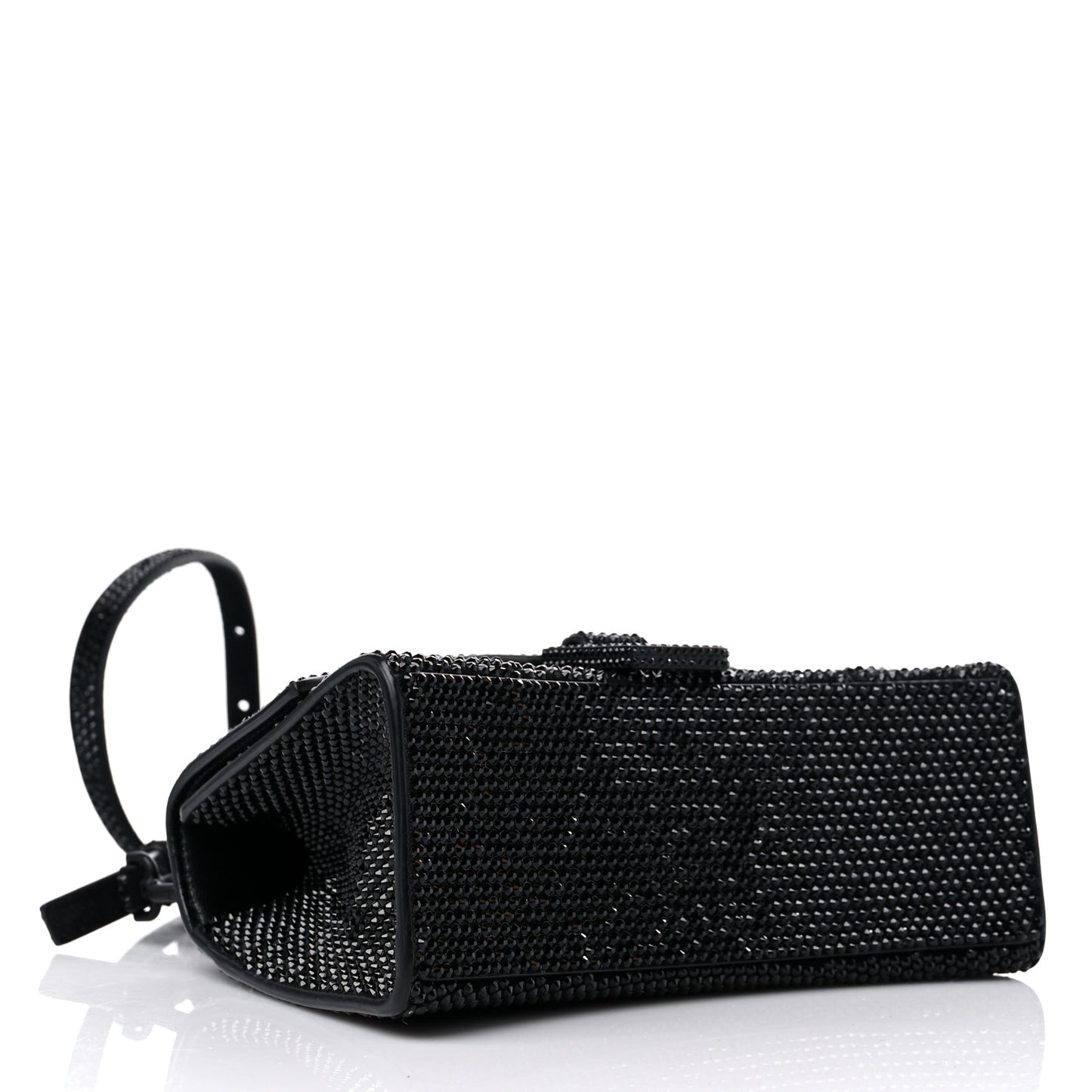 Strass Suede Hourglass Top Handle Bag XS Black Jet