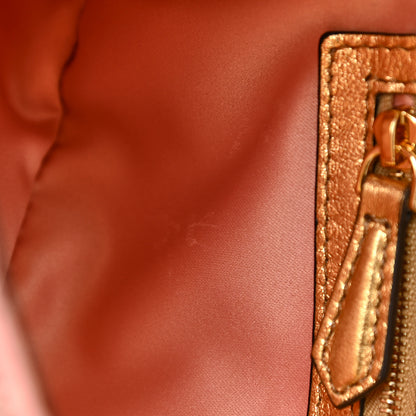 Fendi Vitello Catalan Mirror Bead Embroidered Baguette Rosa Pesca Gold 16 of 17