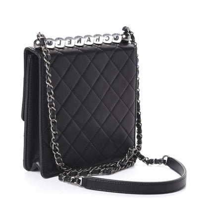 Chanel Goatskin Quilted Acrylic Beads Flap Black 3 of 10