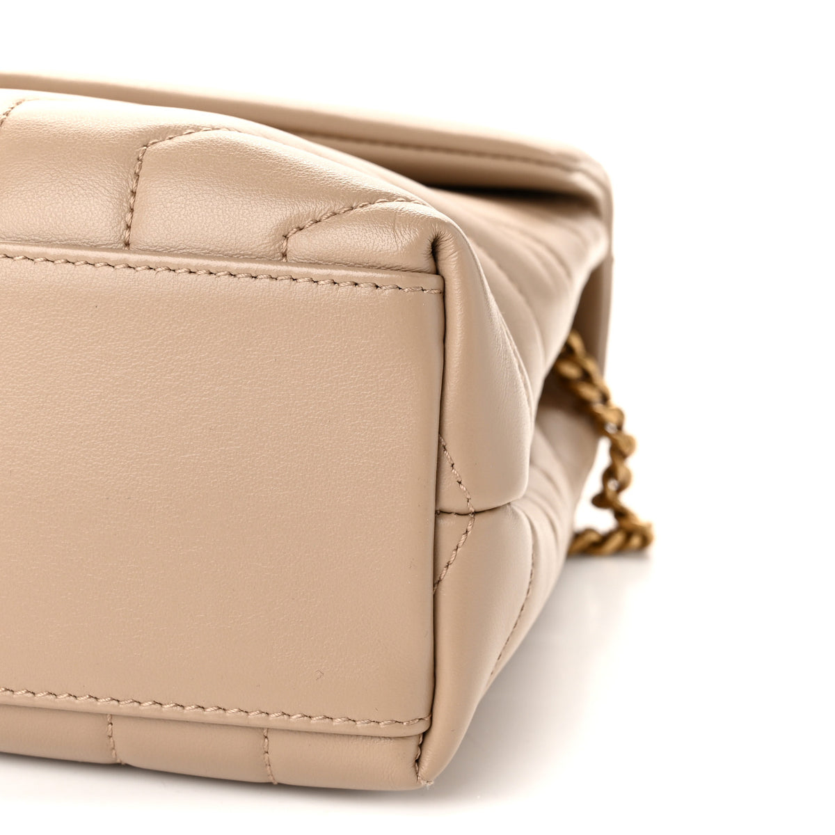 Calfskin Y Quilted Monogram Small Loulou Chain Satchel Taupe