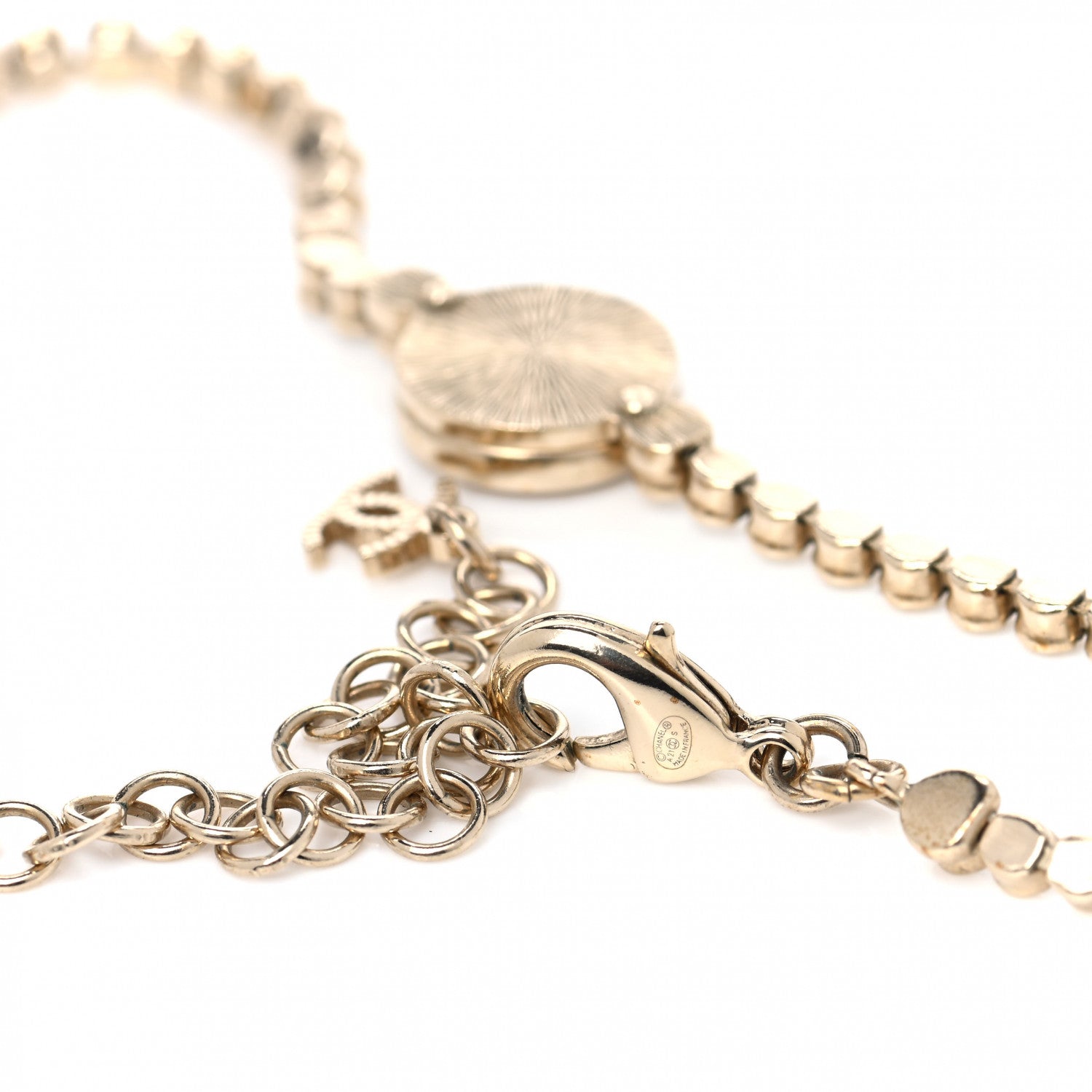 Chanel Crystal CC Chain Short Necklace Gold 4 of 4