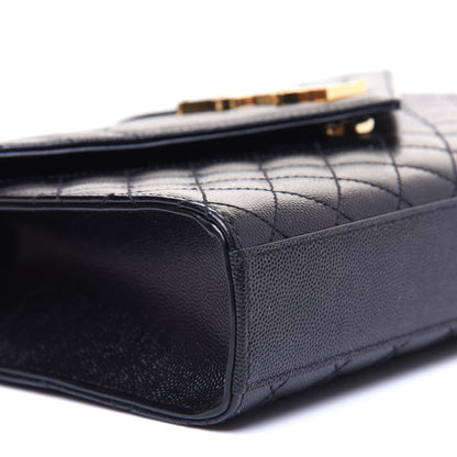 Saint Laurent Grain De Poudre Textured Mixed Matelasse Triquilt Medium Monogram Satchel Black 5 of 12