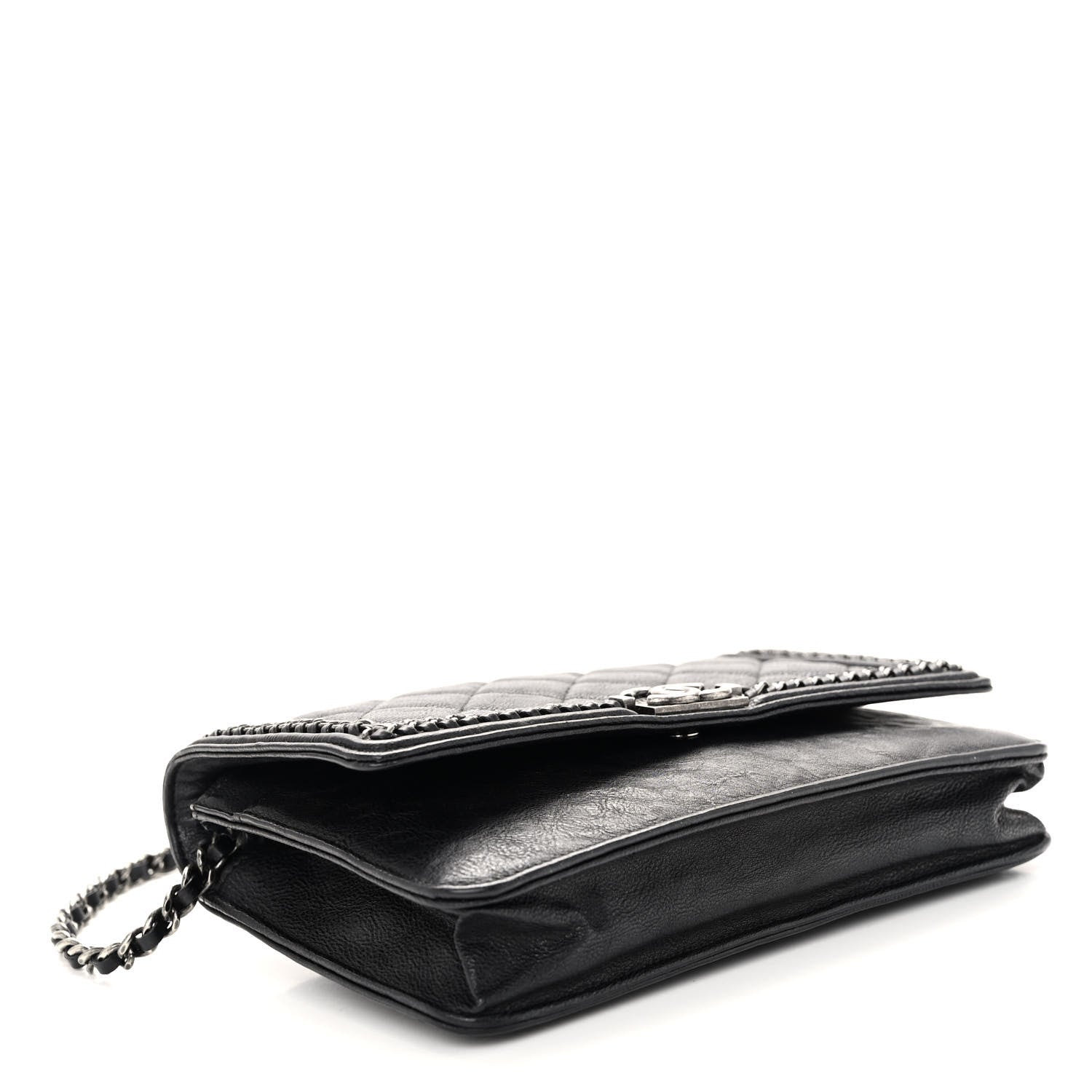 Chanel Calfskin Quilted Chain Around Boy Wallet On Chain WOC Black 4 of 11