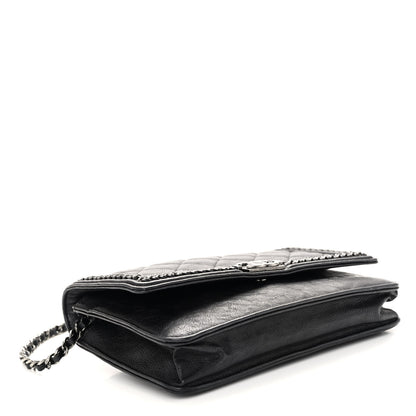 Chanel Calfskin Quilted Chain Around Boy Wallet On Chain WOC Black 4 of 11