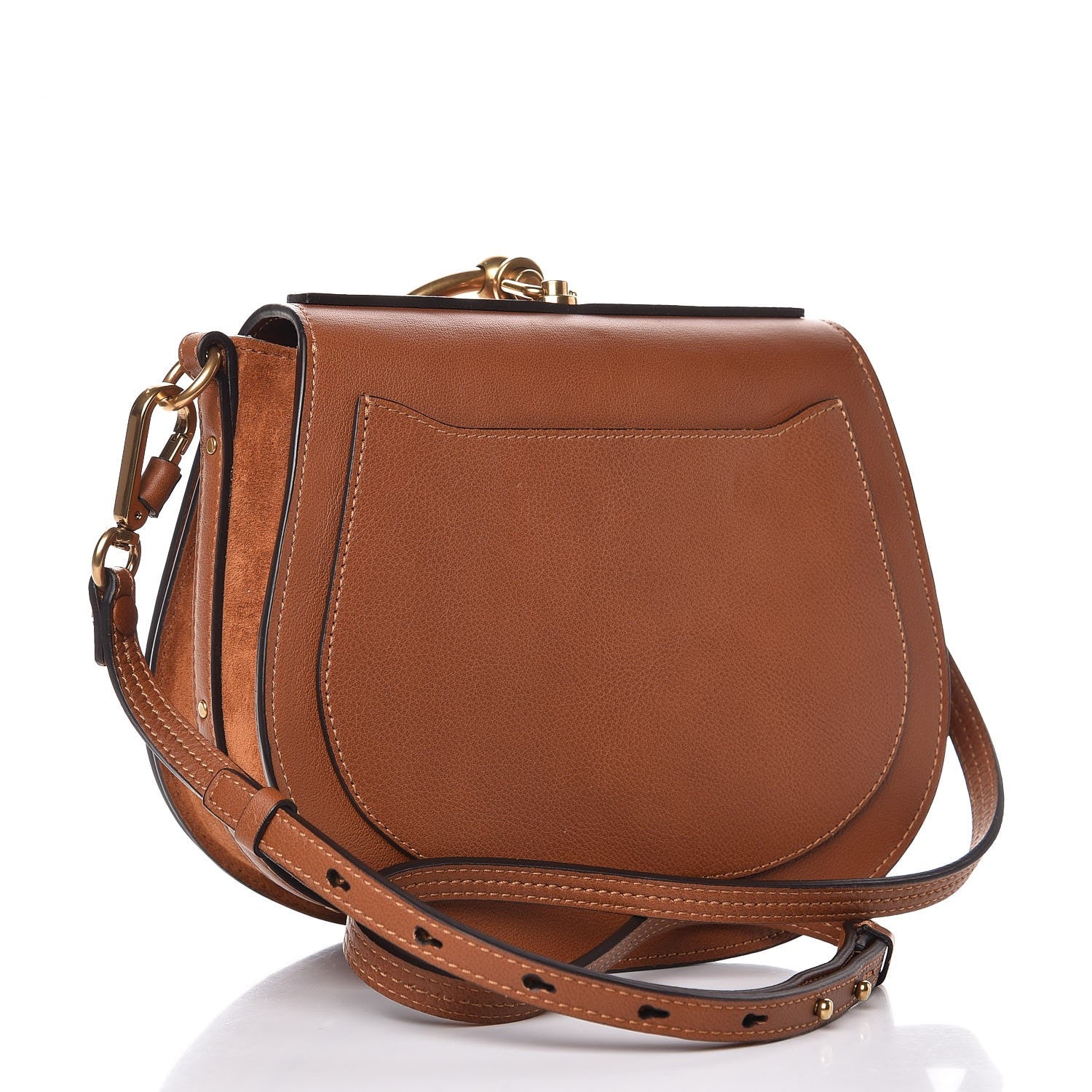 Chloe Calfskin Suede Medium Nile Bracelet Bag Caramel 3 of 8