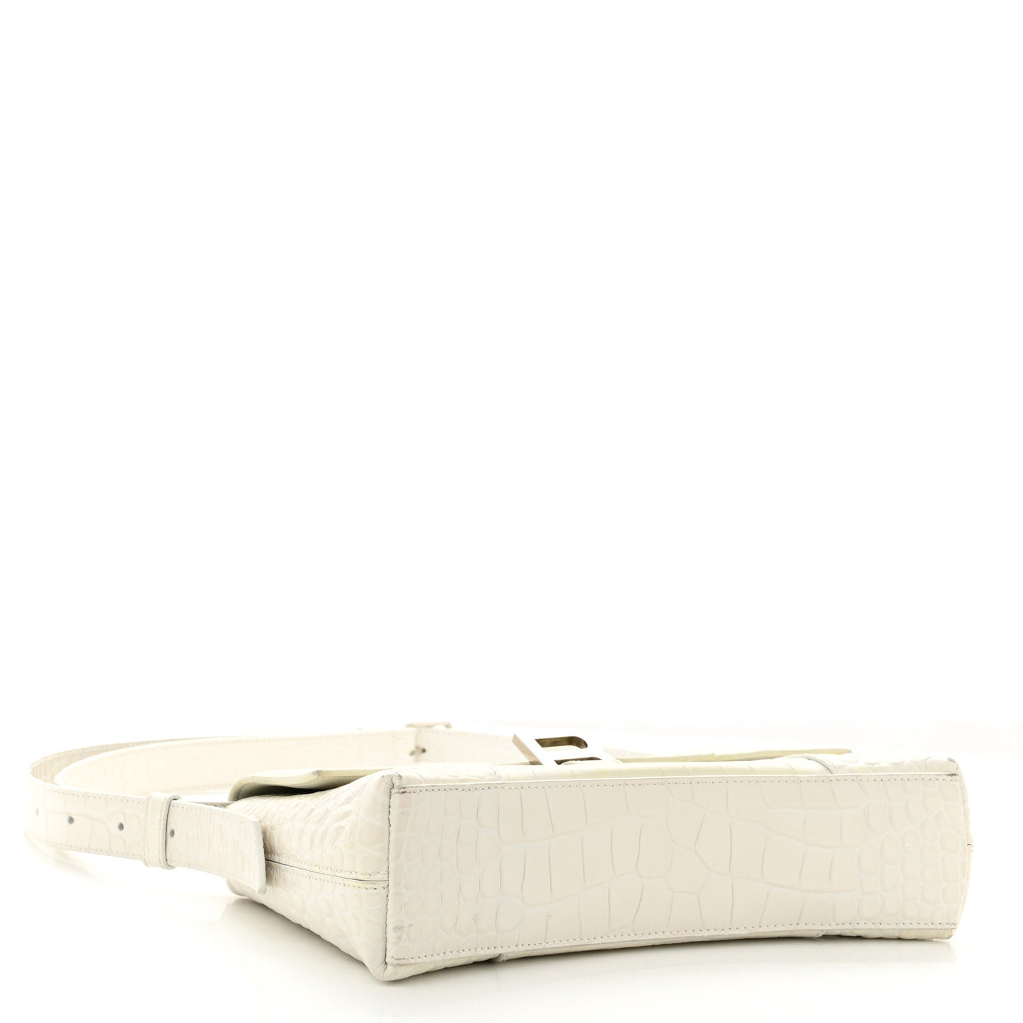 Extra Supple Calfskin Crocodile Embossed XS Downtown Shoulder Bag White