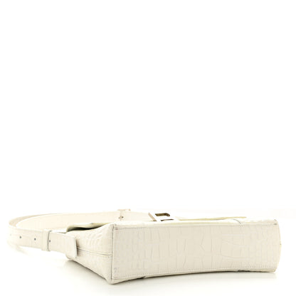Balenciaga Extra Supple Calfskin Crocodile Embossed XS Downtown Shoulder Bag White 4 of 17