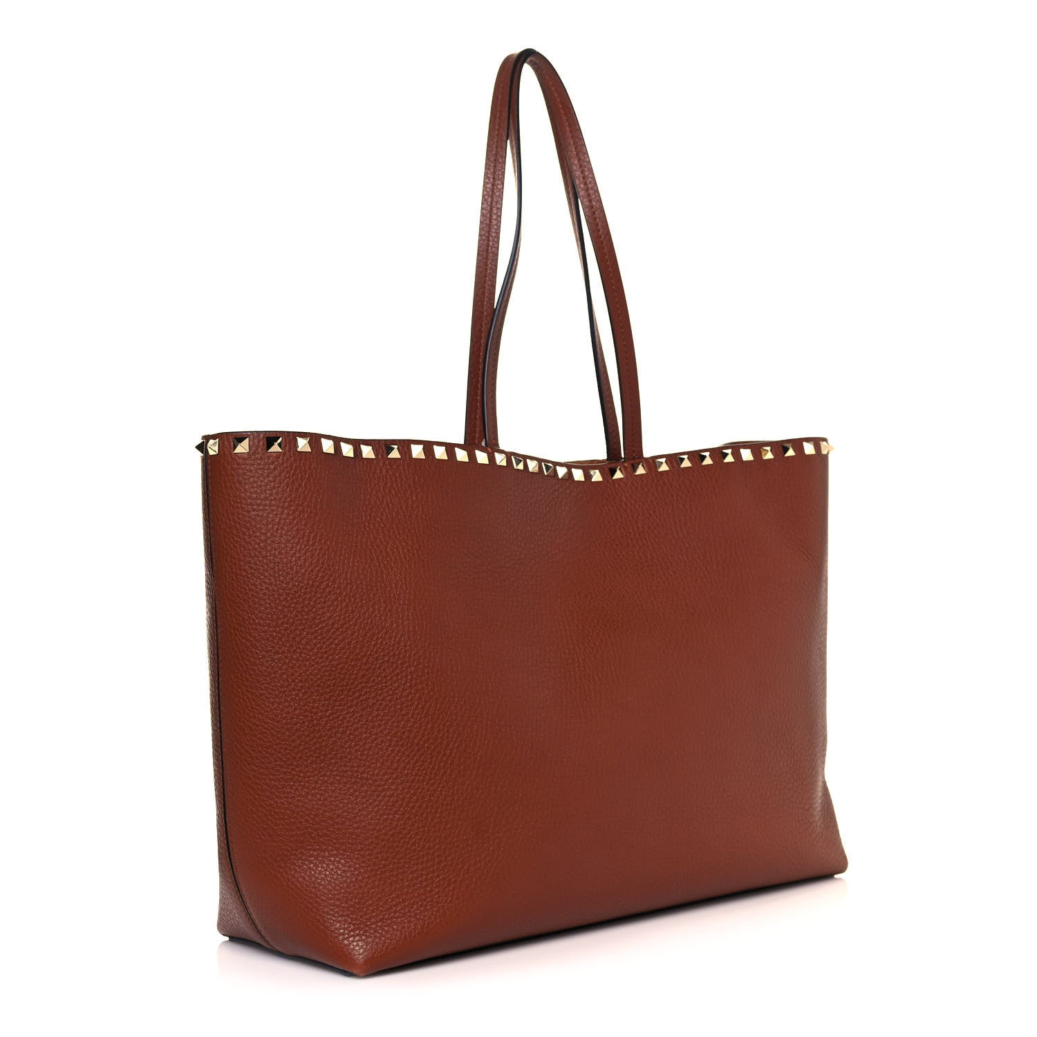 Valentino Garavani Grained Calfskin Rockstud Shoulder Tote Bright Cognac 3 of 14