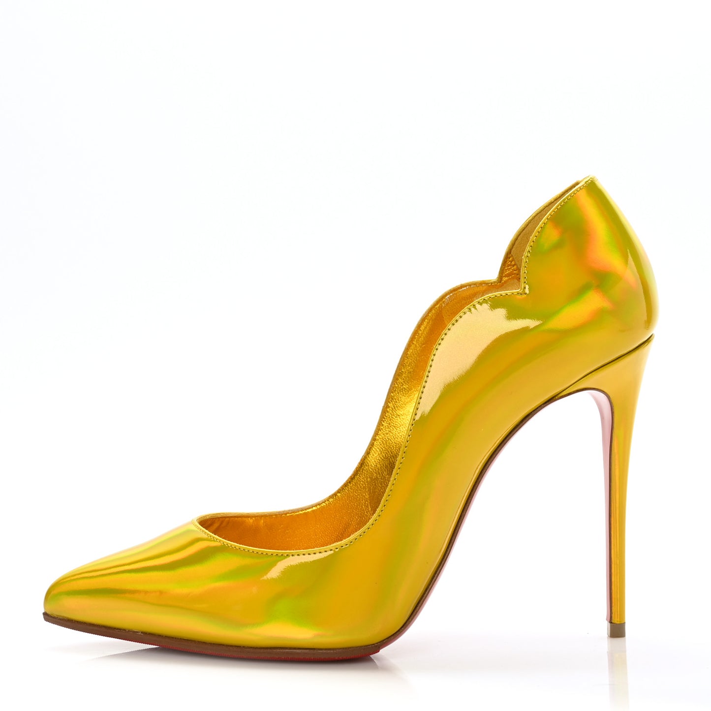 Metallic Patent Psychic Hot Chick 100 Pumps 38.5 Yellow