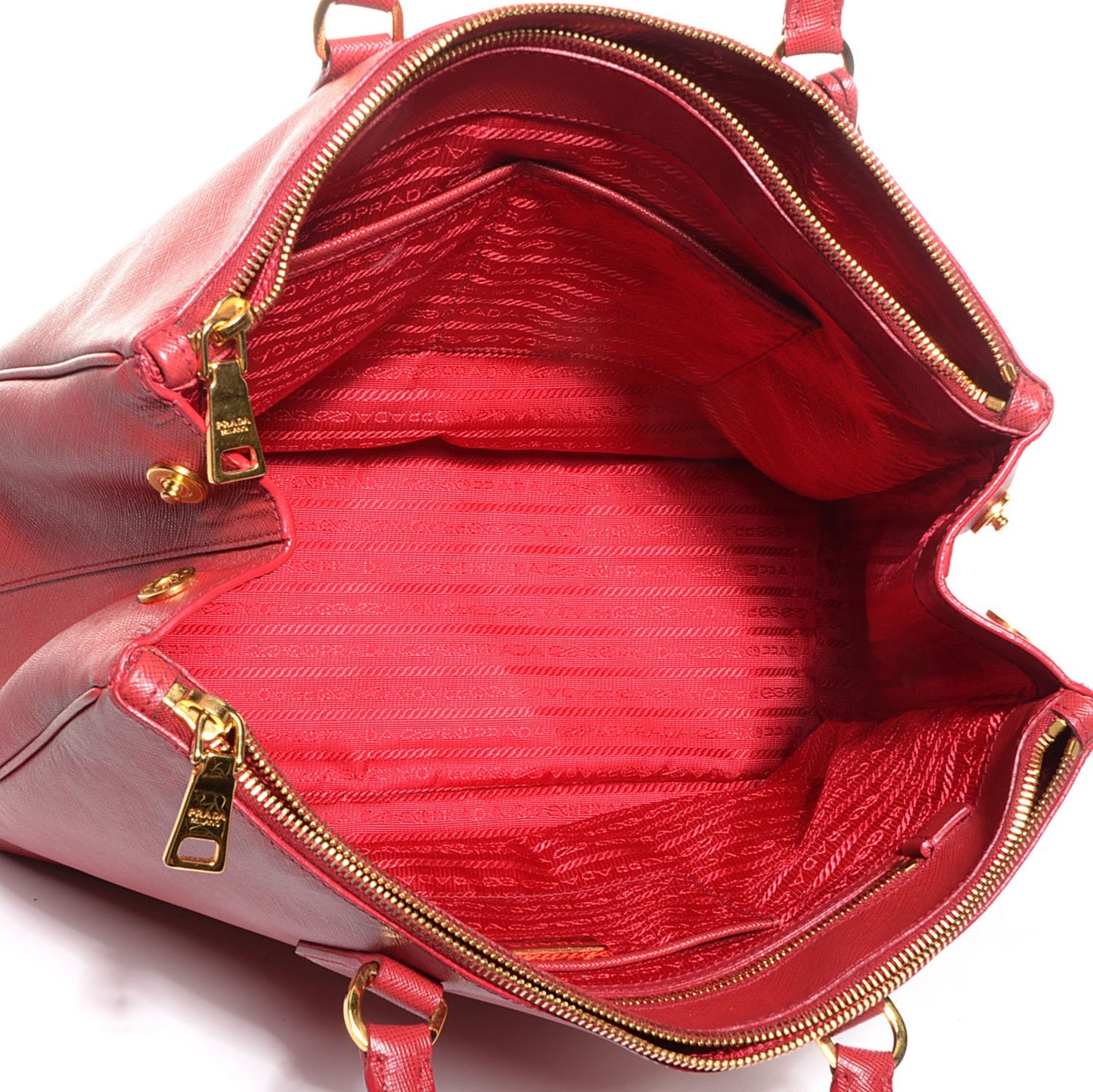 Saffiano Lux Large Double Zip Tote Fuoco