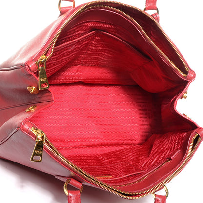 Prada Saffiano Lux Large Double Zip Tote Fuoco 5 of 11