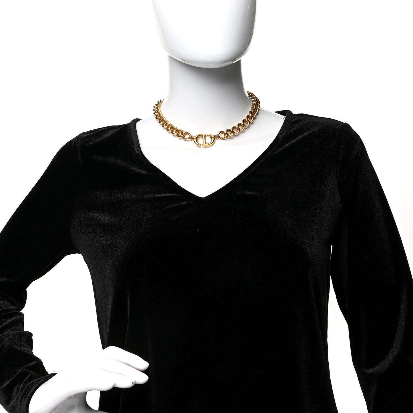 Metal CD Navy Choker Necklace Gold
