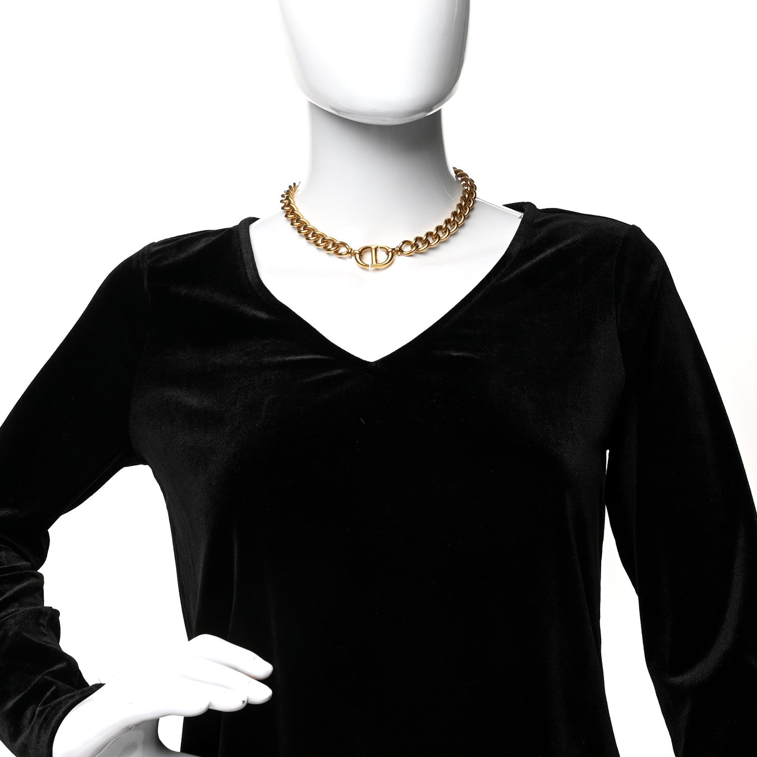 Christian Dior Metal CD Navy Choker Necklace Gold 2 of 5