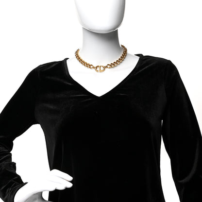 Christian Dior Metal CD Navy Choker Necklace Gold 2 of 5