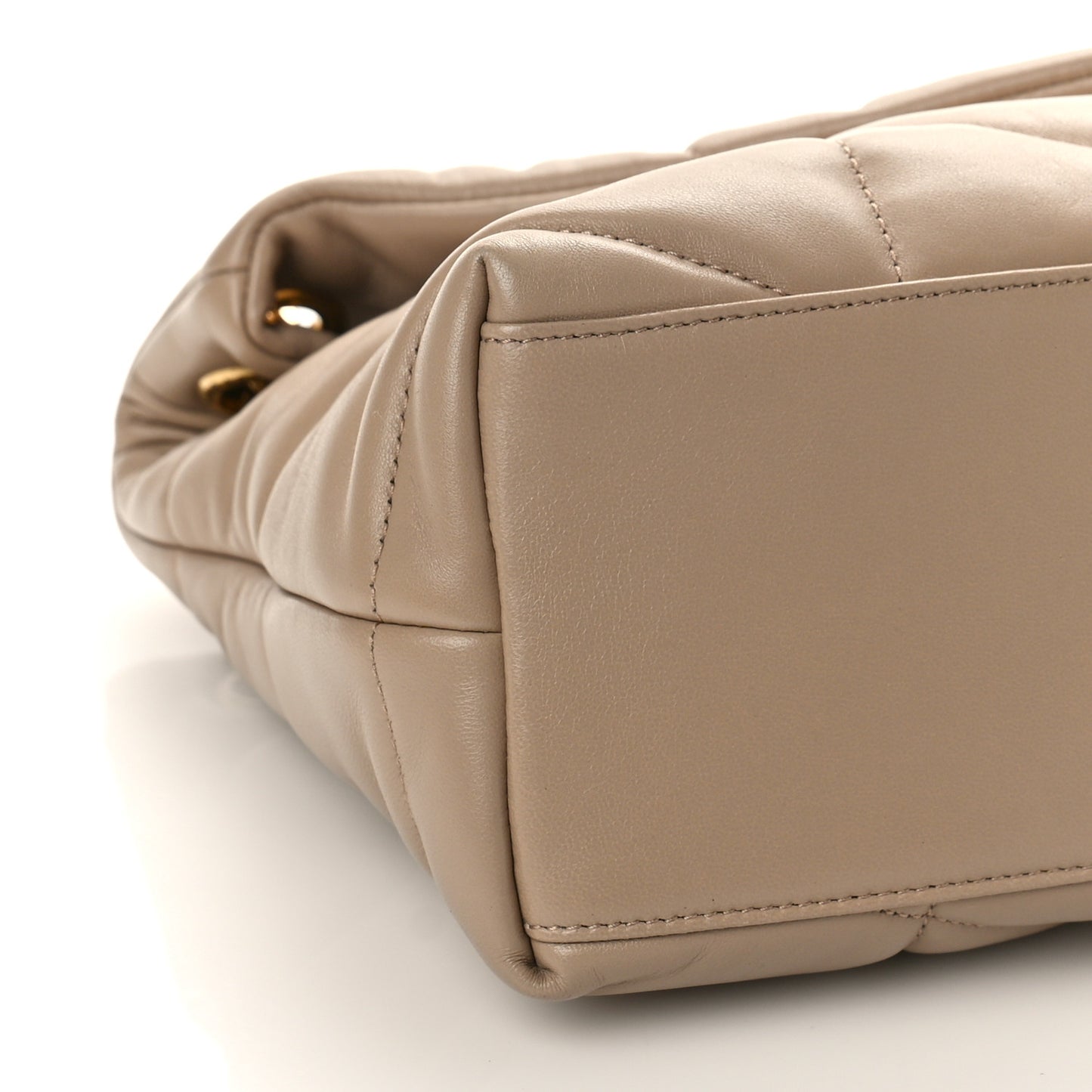Lambskin Quilted Small Loulou Puffer Monogram Chain Satchel Dark Beige