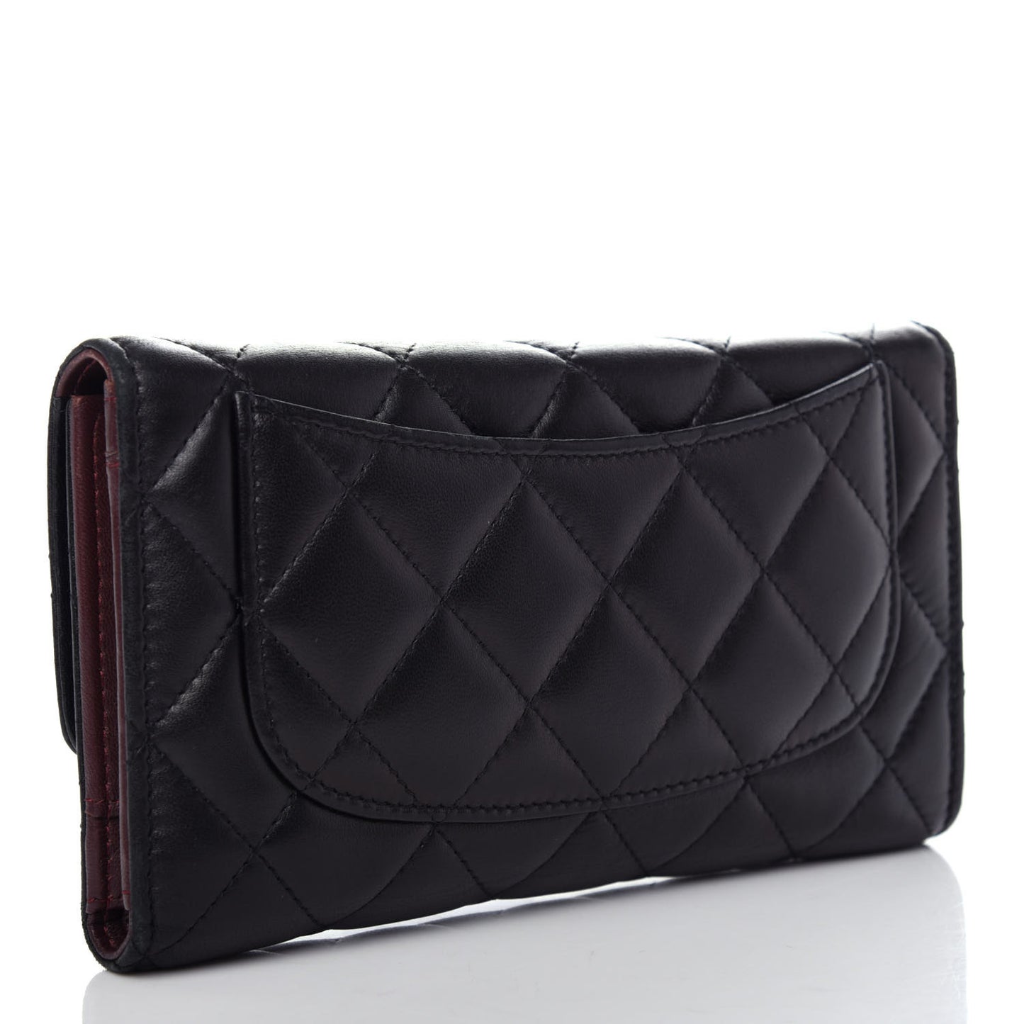 Lambskin Quilted Large Flap Wallet Black