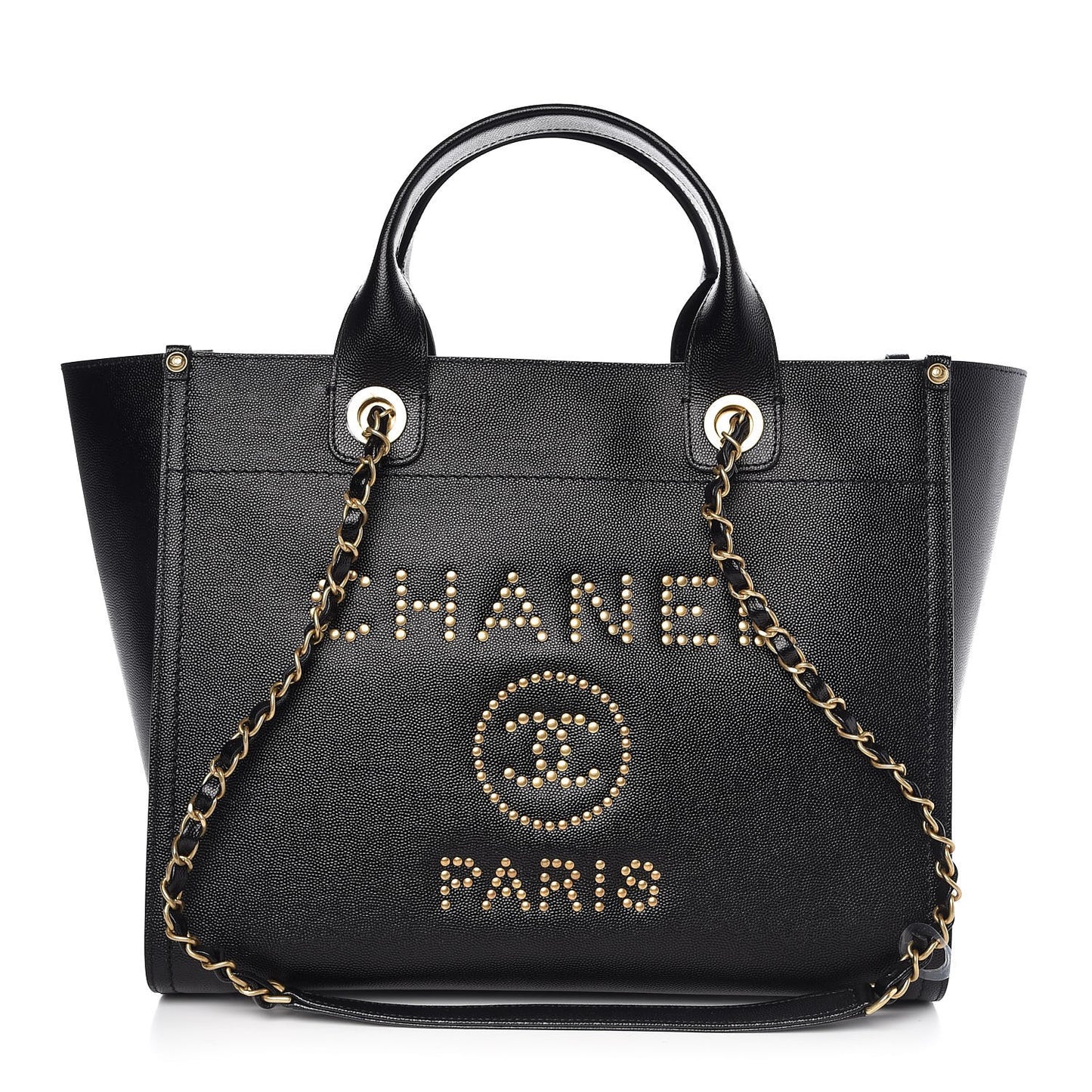 Caviar Small Studded Deauville Tote Black