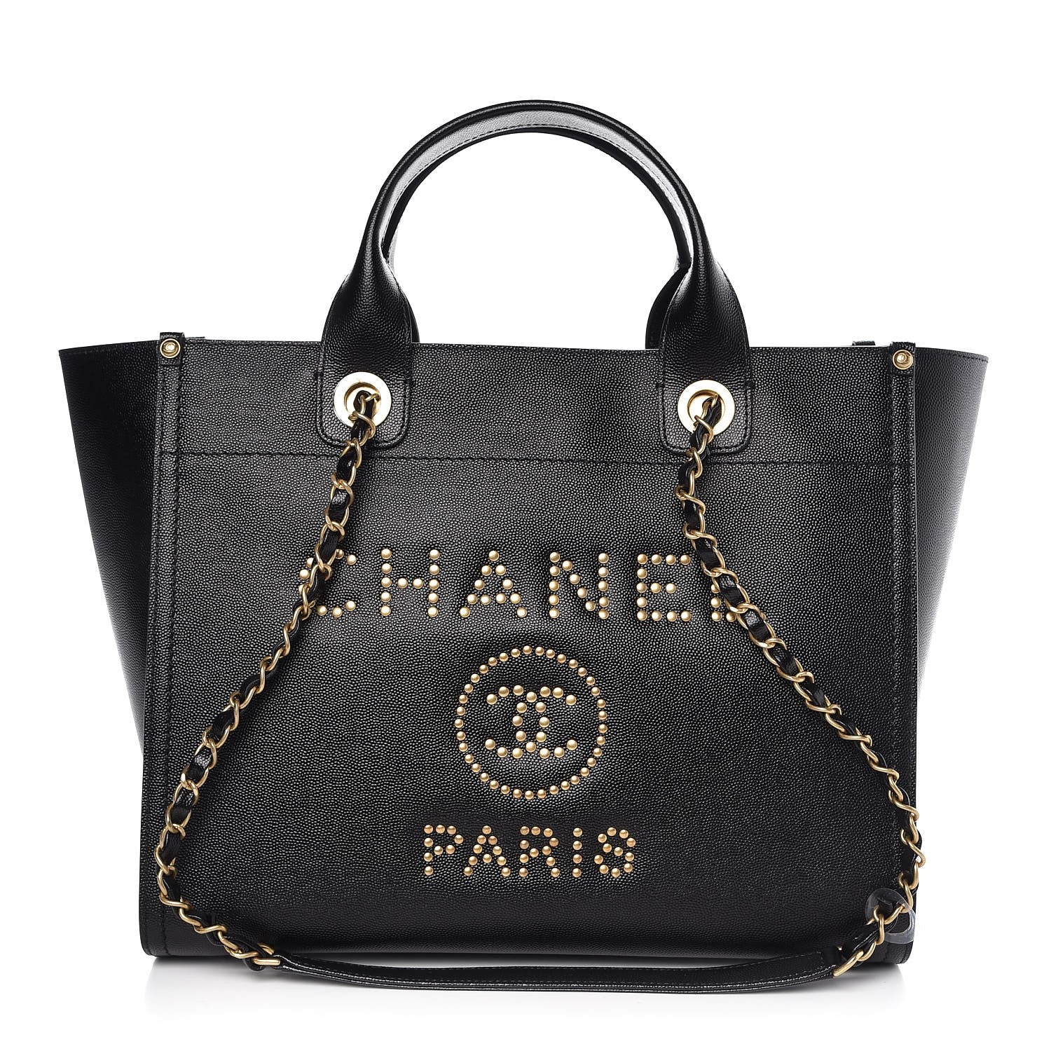 Chanel Caviar Small Studded Deauville Tote Black 1 of 8