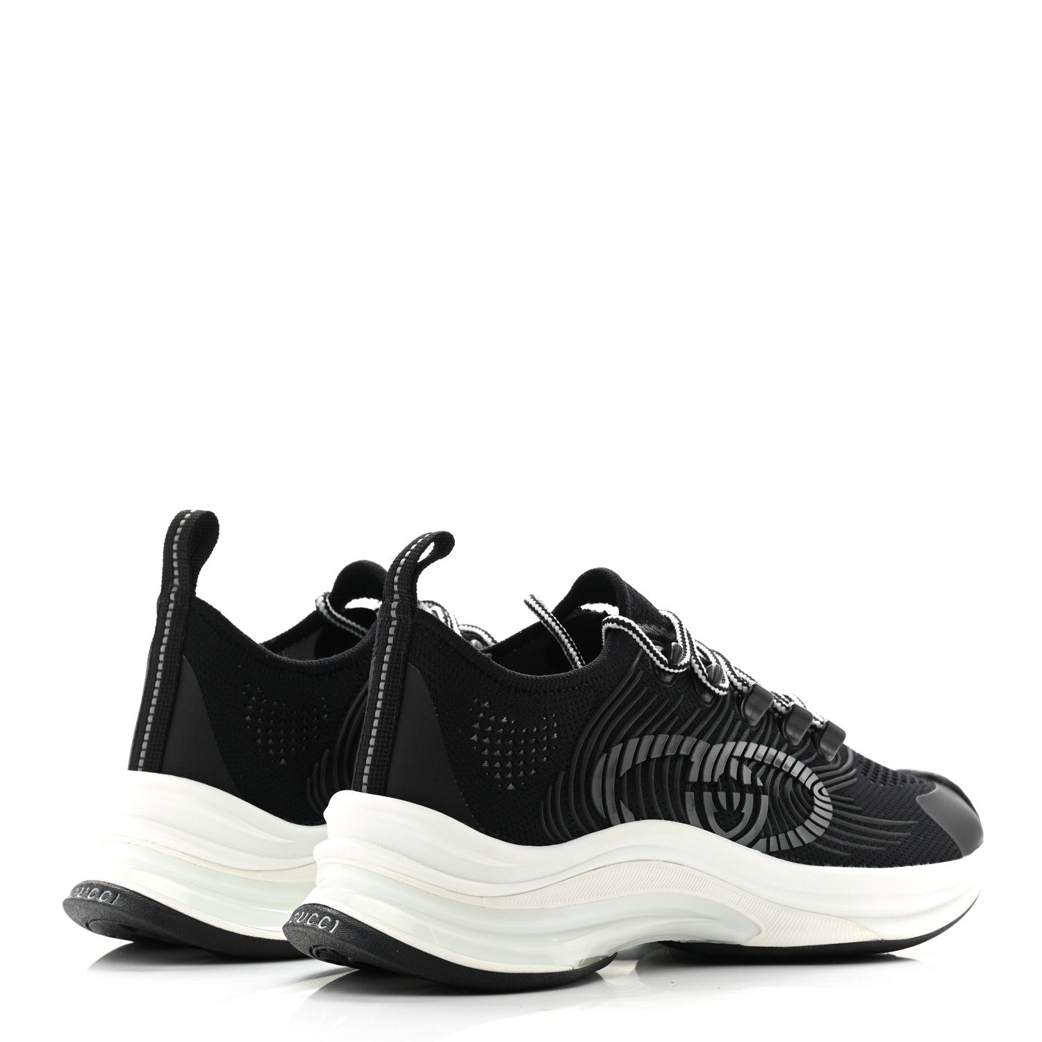 Gucci Technical Knit Fabric Waves Womens Gucci Run Sneakers 36.5 Black Loess 4 of 8