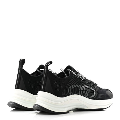 Gucci Technical Knit Fabric Waves Womens Gucci Run Sneakers 36.5 Black Loess 4 of 8