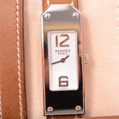 Hermes Stainless Steel Barenia 15mm Kelly II Double Tour Quartz Watch Fauve 6 of 6
