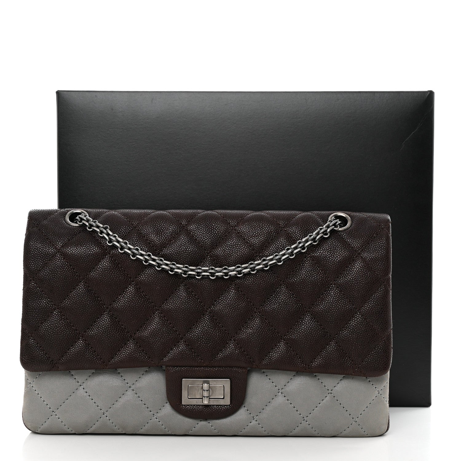 Chanel Caviar Iridescent Calfskin Quilted 2.55 Reissue 226 Flap Brown Grey 18 of 18